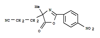 4-Oxazolepropanenitrile, 4,5-dihydro-4-methyl-2-(4-nitrophenyl)-5-oxo- Structure,86435-54-3Structure