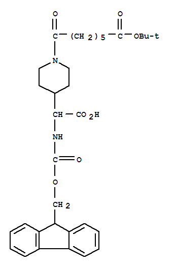 Fmoc-2-[[(6-叔丁氧基-羰基)己?；鵠哌嗪-4-基]-甘氨酸結(jié)構(gòu)式_864685-37-0結(jié)構(gòu)式