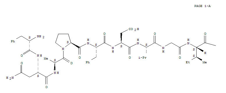 L-苯丙氨酰-L-天冬氨酰胺酰-L-丙氨酰-L-脯氨酰-L-苯丙氨酰-L-alpha-天冬氨酰-L-纈氨酰甘氨酰-L-異亮氨酰-L-賴氨酰-L-亮氨酰-L-絲氨酰甘氨酰-L-丙氨酰-L-谷氨酰胺酰-L-酪氨酰-L-谷氨酰胺酰-L-谷氨酰胺酰-L-組氨酰甘氨結(jié)構(gòu)式_869705-22-6結(jié)構(gòu)式