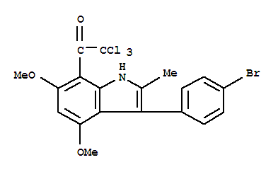 1-[3-(4-溴苯基)-4,6-二甲氧基-2-甲基-1H-吲哚-7-基]-2,2,2-三氯-乙酮結(jié)構(gòu)式_869960-02-1結(jié)構(gòu)式