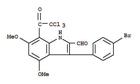 (9ci)-3-(4-溴苯基)-4,6-二甲氧基-7-(三氯乙?；?-1H-吲哚-2-羧醛結(jié)構(gòu)式_869960-15-6結(jié)構(gòu)式