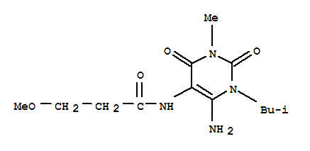  n-[6-氨基-1,2,3,4-四氫-3-甲基-1-(2-甲基丙基)-2,4-二氧代-5-嘧啶]-3-甲氧基-丙酰胺結(jié)構(gòu)式_90749-74-9結(jié)構(gòu)式