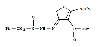 3-Furancarboxylic acid, 4,5-dihydro-4-[(phenylacetyl)hydrazono]-2-(phenylamino)-, ethyl ester (9ci) Structure,907556-79-0Structure