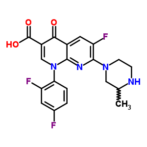 1-(2,4-Difluorophenyl)-6-fluoro-7-(3-methylpiperazin-1-yl)-4-oxo-1,4-dihydro-1,8-naphthyridine-3-carboxylic acid Structure,100490-72-0Structure