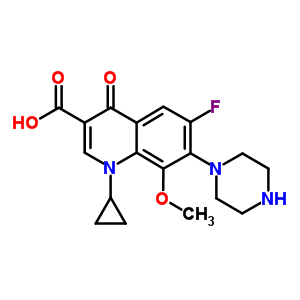 1-Cyclopropyl-6-fluoro-8-methoxy-4-oxo-7-(piperazin-1-yl)-1,4-dihydroquinoline-3-carboxylic acid Structure,112811-57-1Structure