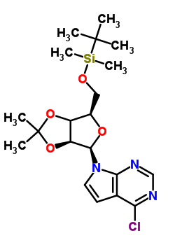 4-氯-7-{5-O-[二甲基(2-甲基-2-丙基)硅烷基]-2,3-O-異亞丙基呋喃戊糖基}-7H-吡咯并[2,3-d]嘧啶結(jié)構(gòu)式_115479-39-5結(jié)構(gòu)式