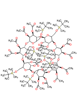 5,10,15,20,25,30,35-Heptakis({[dimethyl(2-methyl-2-propanyl)silyl]oxy}methyl)-2,4,7,9,12,14,17,19,22,24,27,29,32,34-tetradecaoxaoctacyclo[31.2.2.2<sup>3,6</sup>.2<sup>8,11</sup>.2<sup>13,16</sup>.2<su Structure,123172-94-1Structure