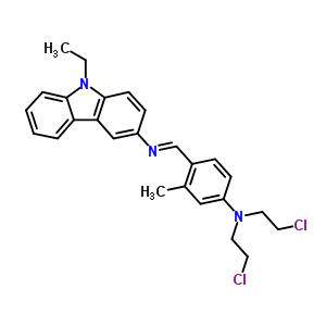 9H-carbazol-3-amine,n-[[4-[bis(2-chloroethyl)amino]-2-methylphenyl]methylene]-9-ethyl- Structure,15332-54-4Structure