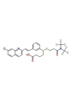 3-{[(R)-[(3-{二[(<sup>2</sup>H<sub>3</sub>)甲基]氨基}-3-氧代丙基)硫基]{3-[(E)-2-(7-氯-2-喹啉基)乙烯基]苯基}甲基]硫基}丙酸結(jié)構(gòu)式_153698-86-3結(jié)構(gòu)式