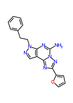 2-(2-呋喃基)-7-(2-苯基乙基)-7H-吡唑并[4,3-e][1,2,4]噻唑并[1,5-c]嘧啶-5-胺結(jié)構(gòu)式_160098-96-4結(jié)構(gòu)式