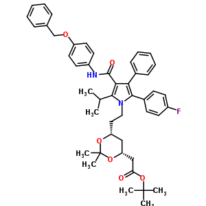 (6-{2-[3-(4-Benzyloxy-phenylcarbamoyl)-5-(4-fluoro-phenyl)-2-isopropyl-4-phenyl-pyrrol-1-yl]-ethyl}-2,2-dimethyl-[1,3]-dioxane-4-yl)-acetic acid, tert-butyl ester Structure,163217-68-3Structure