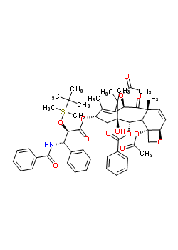 (2alpha,3xi,5beta,10beta,13alpha)-4,10-二乙酰氧基-13-{[(2R,3S)-3-(苯甲酰基氨基)-2-{[二甲基(2-甲基-2-丙基)硅烷基]氧基}-3-苯基丙?；鵠氧基}-1-羥基-9-氧代-5,20-環(huán)氧紫杉-6,11-二烯-2-基苯甲酸酯結(jié)構(gòu)式_165065-02-1結(jié)構(gòu)式