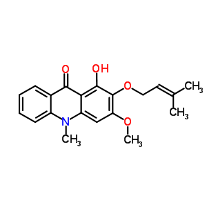 9(10H)-acridinone,1-hydroxy-3-methoxy-10-methyl-2-[(3-methyl-2-buten-1-yl)oxy]- Structure,16584-49-9Structure