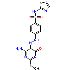 4-[2-[4-氨基-1,6-二氫-2-(甲基硫代)-6-氧代-5-嘧啶]二氮雜烯]-N-2-噻唑-苯磺酰胺結(jié)構(gòu)式_17174-60-6結(jié)構(gòu)式