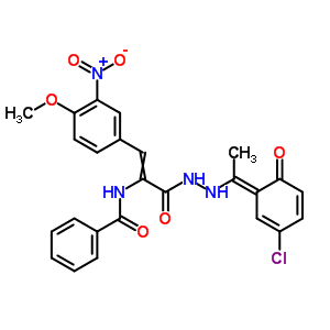 2-(苯甲?；被?-3-(4-甲氧基-3-硝基苯基)-2-丙酸-2-[1-(5-氯-2-羥基苯基)亞乙基]肼結(jié)構(gòu)式_17180-31-3結(jié)構(gòu)式