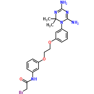 2-溴-N-[3-[2-[3-(4,6-二氨基-2,2-二甲基-1,3,5-噻嗪-1(2H)-基)苯氧基]乙氧基]苯基]乙酰胺鹽酸鹽結(jié)構(gòu)式_19159-80-9結(jié)構(gòu)式