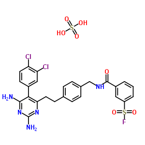 3-[[4-[2-[2,6-Diamino-5-(3,4-dichlorophenyl)pyrimidin-4-yl]ethyl]phenyl]methylcarbamoyl]benzenesulfonyl fluoride Structure,20111-24-4Structure