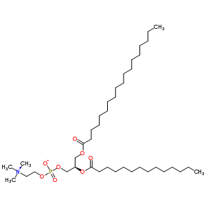 1-硬脂酰-2-肉豆蔻?；?Sn-甘油-3-磷酰膽堿結(jié)構(gòu)式_20664-02-2結(jié)構(gòu)式