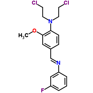 Benzenamine,n,n-bis(2-chloroethyl)-4-[[(3-fluorophenyl)imino]methyl]-2-methoxy-,hydrochloride (1:1) Structure,20807-35-6Structure