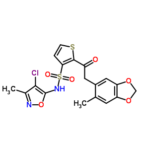 N-(4-chloro-3-methyl-oxazol-5-yl)-2-[2-(6-methylbenzo[1,3]dioxol-5-yl)acetyl]thiophene-3-sulfonamide Structure,210421-64-0Structure