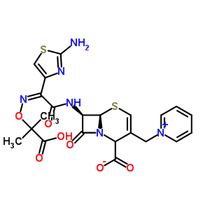 7-{[(2Z)-2-(2-氨基-1,3-噻唑-4-基)-2-{[(2-羧基-2-丙基)氧基]亞氨基}乙?；鵠氨基}-8-氧代-3-(1-吡啶鎓基甲基)-5-硫雜-1-氮雜雙環(huán)[4.2.0]辛-3-烯-2-羧酸酯結(jié)構(gòu)式_217796-42-4結(jié)構(gòu)式