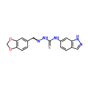 Hydrazinecarbothioamide,2-(1,3-benzodioxol-5-ylmethylene)-n-1h-indazol-6-yl- Structure,22508-97-0Structure