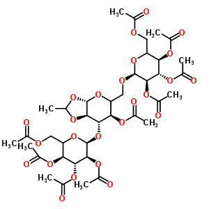 (5Xi)-2,3,4,6-四-O-乙?；?alpha-D-木糖基-己糖吡喃糖苷-(1->6)-[(5Xi)-2,3,4,6-四-O-乙?；?alpha-L-木糖基-己糖吡喃糖苷-(1->3)]-(5Xi)-4-O-乙?；?1,2-O-亞乙基-beta-D-木糖基-吡喃己糖結(jié)構(gòu)式_230953-17-0結(jié)構(gòu)式