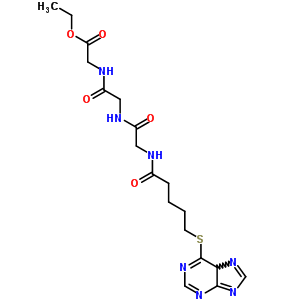 N-[1-氧代-5-(9H-嘌呤-6-基硫代)戊基]甘氨?；拾滨；拾彼嵋阴ソY(jié)構(gòu)式_23374-45-0結(jié)構(gòu)式