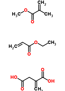 亞甲基丁二酮酸-2-丙烯酸乙酯與2-甲基-2-丙烯酸甲酯的聚合物 依康酸、丙烯酸乙酯、甲基丙烯酸甲酯的聚合物結(jié)構(gòu)式_24980-96-9結(jié)構(gòu)式