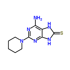 8H-purine-8-thione,6-amino-7,9-dihydro-2-(1-piperidinyl)- Structure,25061-78-3Structure