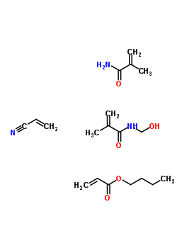 2-Propenoic acid, butyl ester, polymer with n-(hydroxymethyl)-2-methyl-2-propenamide, 2-methyl-2-propenamide and 2-propenenitrile Structure,25068-04-6Structure