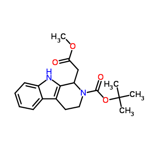 2-[(1,1-二甲基乙氧基)羰基]-2,3,4,9-四氫-1H-吡啶并[3,4-b]吲哚-1-乙酸甲酯結(jié)構(gòu)式_256407-56-4結(jié)構(gòu)式