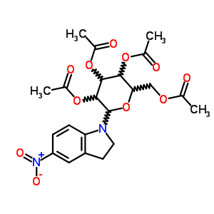 1H-indole,2,3-dihydro-5-nitro-1-(2,3,4,6-tetra-o-acetyl-b-d-glucopyranosyl)- Structure,26386-09-4Structure