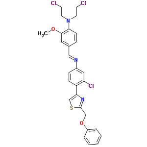 N,N-雙(2-氯乙基)-4-[[[3-氯-4-[2-(苯氧基甲基)-4-噻唑]苯基]亞氨基]甲基]-2-甲氧基苯胺鹽酸鹽結(jié)構(gòu)式_27244-14-0結(jié)構(gòu)式