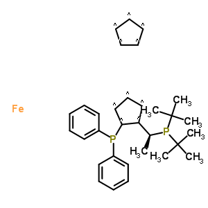 (S)-(-)-1-[(R)-2-二苯基膦二茂鐵乙基-二叔丁基膦結(jié)構(gòu)式_277306-29-3結(jié)構(gòu)式