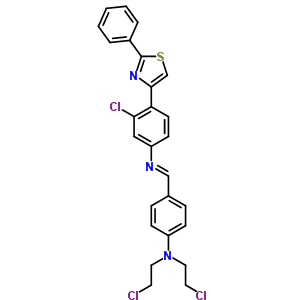 Benzenamine,n-[[4-[bis(2-chloroethyl)amino]phenyl]methylene]-3-chloro-4-(2-phenyl-4-thiazolyl)-,hydrochloride (1:1) Structure,28284-54-0Structure