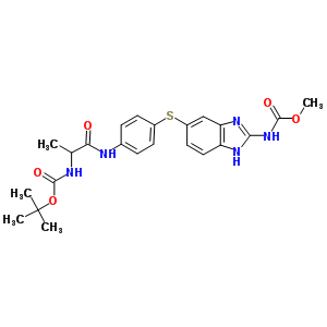[5-[[4-[[(2S)-2-[[(1,1-二甲基乙氧基)羰基]氨基]-1-氧代丙基]氨基]苯基]硫代]-1H-苯并咪唑-2-基]-氨基甲酸甲酯結(jié)構(gòu)式_284019-53-0結(jié)構(gòu)式