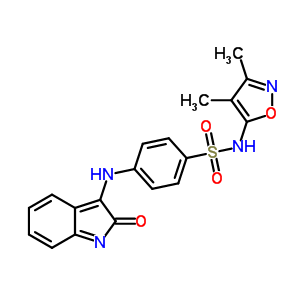 Benzenesulfonamide,4-[(1,2-dihydro-2-oxo-3h-indol-3-ylidene)amino]-n-(3,4-dimethyl-5-isoxazolyl)- Structure,28558-58-9Structure