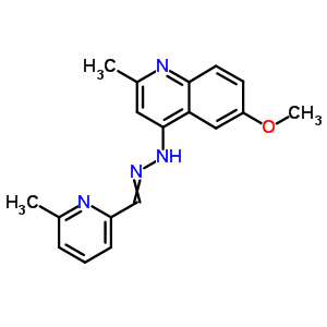 2-Pyridinecarboxaldehyde,6-methyl-, 2-(6-methoxy-2-methyl-4-quinolinyl)hydrazone Structure,29125-43-7Structure