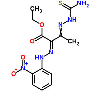 Butanoic acid,3-[2-(aminothioxomethyl)hydrazinylidene]-2-[2-(2-nitrophenyl)hydrazinylidene]-,ethyl ester Structure,29783-74-2Structure