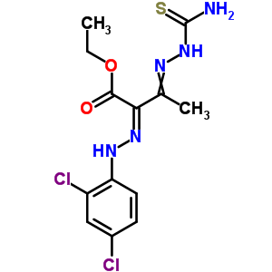 Butanoic acid,3-[2-(aminothioxomethyl)hydrazinylidene]-2-[2-(2,4-dichlorophenyl)hydrazinylidene]-,ethyl ester Structure,29783-81-1Structure