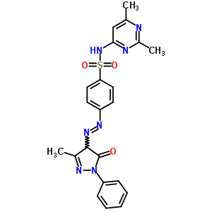 4-[2-(4,5-二氫-3-甲基-5-氧代-1-苯基-1H-吡唑-4-基)二氮雜烯]-N-(2,6-二甲基-4-嘧啶)-苯磺酰胺結(jié)構(gòu)式_29822-00-2結(jié)構(gòu)式