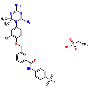 4-[[3-[[2-Chloro-4-(4,6-diamino-2,2-dimethyl-1,3,5-triazin-1-yl)phenoxy]methyl]benzoyl]amino]benzenesulfonyl fluoride Structure,30885-67-7Structure