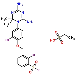 2-Chloro-3-[[2-chloro-4-(4,6-diamino-2,2-dimethyl-1,3,5-triazin-1-yl)phenoxy]methyl]benzenesulfonyl fluoride Structure,31000-06-3Structure