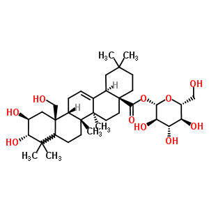 (2ALPHA,3BETA,19ALPHA)-2,3,19-三羥基齊墩果-12-烯-28-羧酸 BETA-D-吡喃葡萄糖基酯結(jié)構(gòu)式_31297-79-7結(jié)構(gòu)式