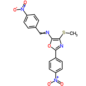 5-Oxazolamine,4-(methylthio)-2-(4-nitrophenyl)-n-[(4-nitrophenyl)methylene]- Structure,31666-15-6Structure