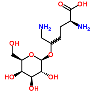 (2S)-2,6-二氨基-5-[(2R,3R,4S,5R,6R)-3,4,5-三羥基-6-(羥基甲基)四氫吡喃-2-基]氧基己酸結(jié)構(gòu)式_32448-36-5結(jié)構(gòu)式