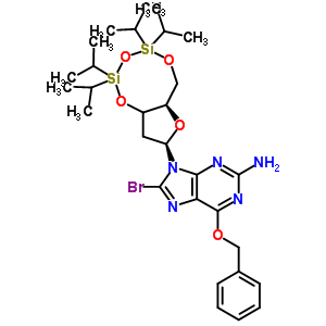 O6-芐基-8-溴-N9-[3’,5’-O-(1,1,3,3-四(異丙基)-1,3-二硅氧烷二基)-beta-D-2’-脫氧呋喃核糖基]鳥嘌呤結(jié)構(gòu)式_328394-26-9結(jié)構(gòu)式