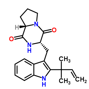 (3S,8aS)-3-[[2-(2-甲基丁-3-烯-2-基)-1H-吲哚-3-基]甲基]-2,3,6,7,8,8a-六氫吡咯并[2,1-f]吡嗪-1,4-二酮結(jié)構(gòu)式_34610-68-9結(jié)構(gòu)式