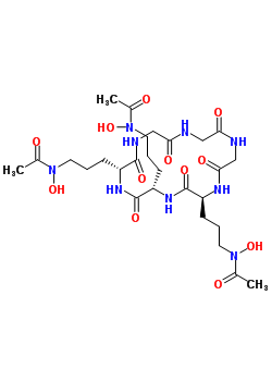 N-[3-[(2S,5S,17S)-5,17-二[3-(乙?；?羥基氨基)丙基]-3,6,9,12,15,18-六氧代-1,4,7,10,13,16-六氮雜十八碳-2-基]丙基]-N-羥基乙酰胺結(jié)構(gòu)式_34787-28-5結(jié)構(gòu)式